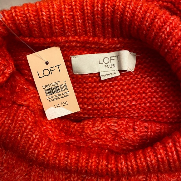 NWT Loft Plus Crimson Cable Soft Knit Cropped Turtleneck Sweater Women's 24/26 - Picture 10 of 12